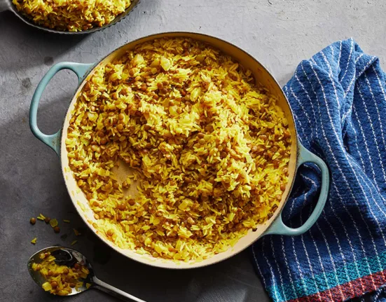 طرز تهیه عدس پلو بدون گوشت